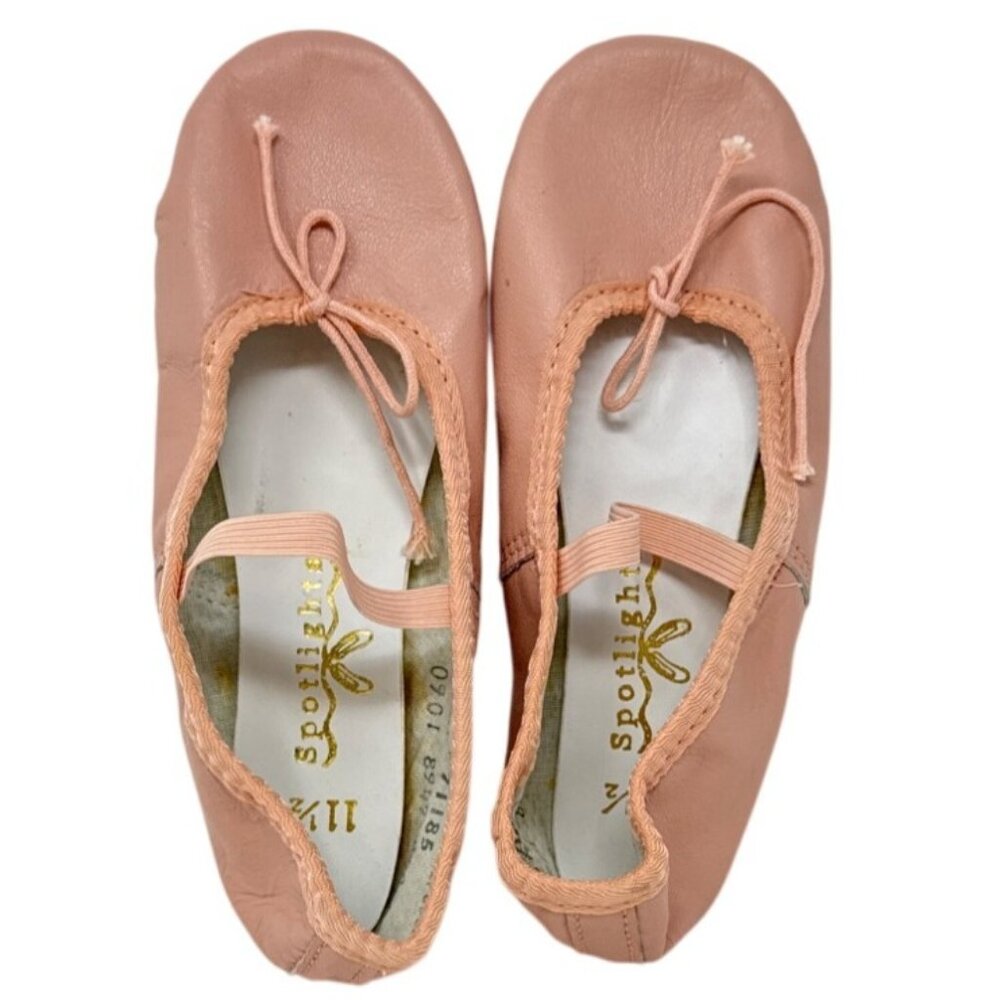 Spotlight Peach Leather Ballet Shoes Size 11.5 For Girls Soft Sole Dance Slipper